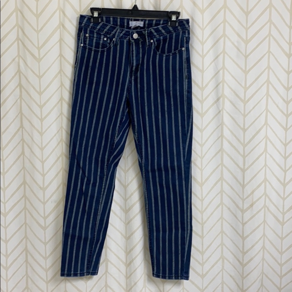 Tilly’s white striped skinny jeans